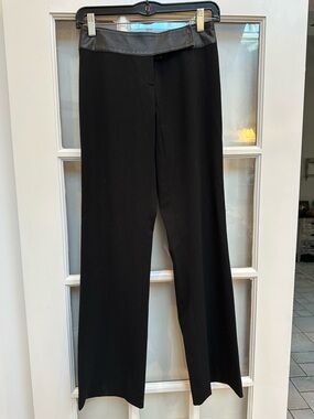Vintage Cache Y2K Black Trouser Pants Genuine Leather Waistband Punk Chic Size 0